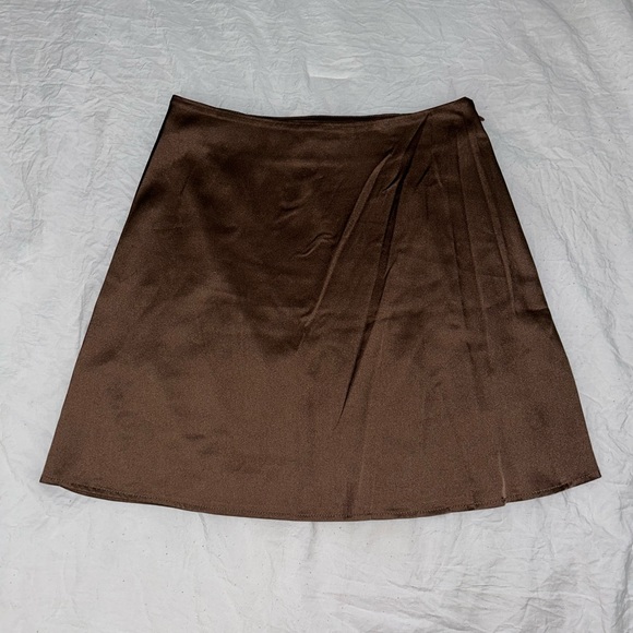 Monki Brown Satin Skirt - Picture 3 of 6